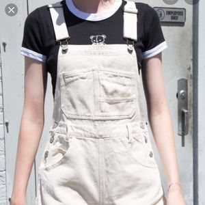 brandy melville beige hayley overall shorts